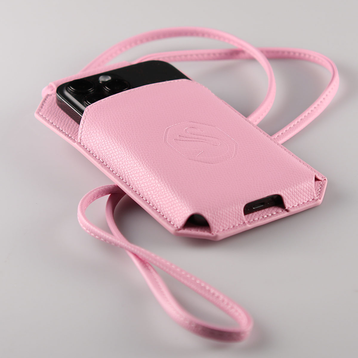 Swarovski Leather iPhone and ID Mobile Holder Lanyard, Pink